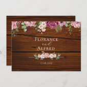 Rustikales Holz Blütenblütenhochzeit Mitteilungskarte (Vorne/Hinten)