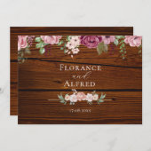 Rustikales Holz Blütenblütenhochzeit Save The Date (Vorne/Hinten)