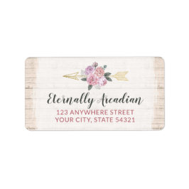 Rustikales Holz Bohemische Blumenpflaster Rosa Adr Adressaufkleber