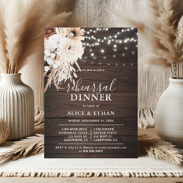 Rustikales Holz Boho Blume Fall Probe Abendessen Einladung