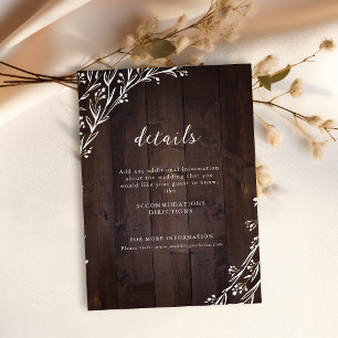 Rustikales Holz Boho Blumenland Hochzeiten Details Begleitkarte