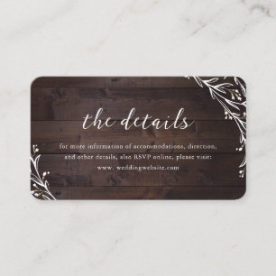 Rustikales Holz Boho Blumenland Hochzeiten Details Begleitkarte