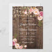 Rustikales Holz Boho Blumenstrauß Hochzeit Einladung (Vorderseite)