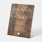 Rustikales Holz Boho Stall Signature Drinks Sockelschild (Vorderseite)