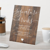 Rustikales Holz Boho Stall Signature Drinks Sockelschild (In SItu)
