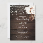 Rustikales Holz Boho Tropische Blume Sommerhochzei Einladung (Vorderseite)