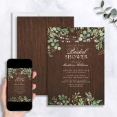 Rustikales Holz Botanicals String Lights Brautpart Einladung