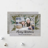 Rustikales Holz botanisch Merina Weihnachtskarte