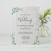 Rustikales Holz botanische Aquarellfarben Blätter Einladung (Stehend Vorderseite)