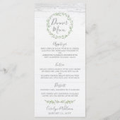 Rustikales Holz & Botanische Blätter Abendmenü Menükarte (Vorderseite)