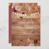 Rustikales Holz Botanische Brautdusche Einladung (Vorne/Hinten)