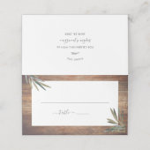 Rustikales Holz Botanische Wasserfarbenkraut Platzkarte (Außenseite Aufgefaltet)