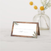 Rustikales Holz Botanische Wasserfarbenkraut Platzkarte (Vorderseite)