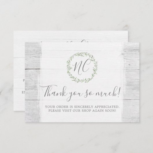 Rustikales Holz & Botanisches Leaf Branchen Vielen Dankeskarte (Vorne/Hinten)