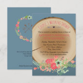 Rustikales Holz Bouquet- 3x5 Polterabend Einladung (Vorne/Hinten)