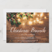 Rustikales Holz Braun Licht Weihnachtsbrunch Einladung (Vorderseite)