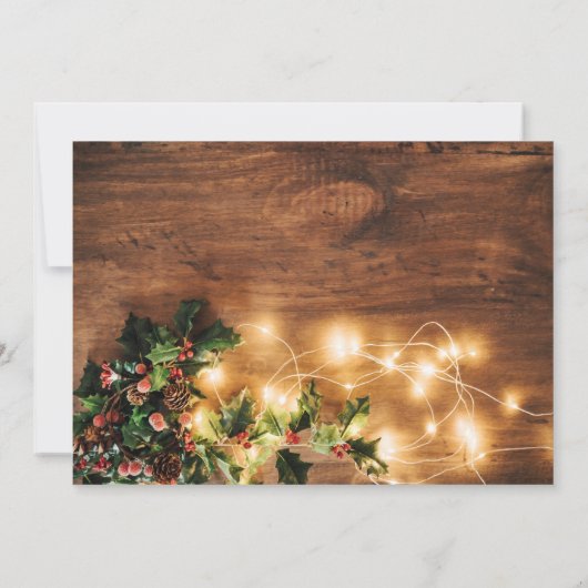 Rustikales Holz Braun Licht Weihnachtsbrunch Einladung (Rückseite)