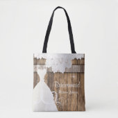 Rustikales Holz-Brautparty-Design Tasche (Vorderseite)