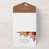 Rustikales Holz Burgund Blumenleuchten Hochzeit All In One Einladung (Außenbereich)