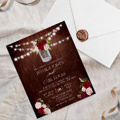 Rustikales Holz Burgund Blush Pink Rose Mason Jar Flyer