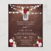 Rustikales Holz Burgund Blush Pink Rose Mason Jar Flyer (Vorne)