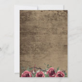 Rustikales Holz-Burgund-Blütenbaum-Slice-Hochzeit Einladung (Rückseite)