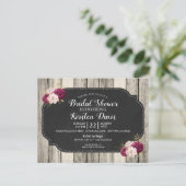 Rustikales Holz Burgund Brautparty Postkarte (Stehend Vorderseite)