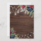 Rustikales Holz Burgund Floral Lights Diner Einladung (Rückseite)