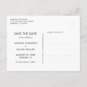 Rustikales Holz-Burgund-Hochzeit retten das Datum Ankündigungspostkarte (Rückseite)