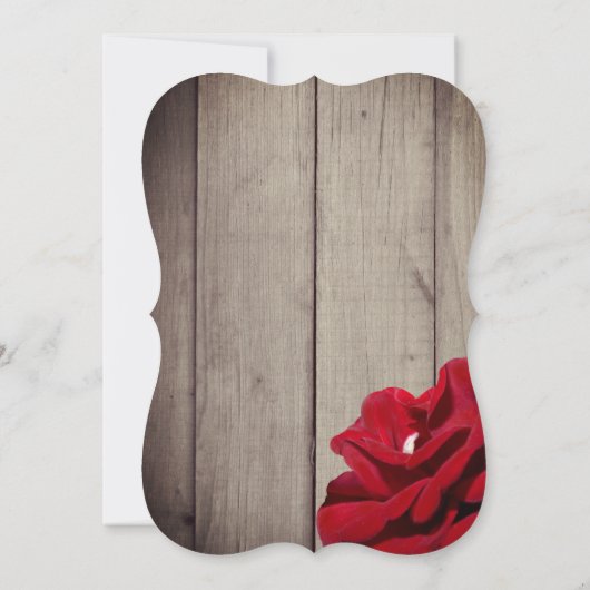 Rustikales Holz Burgund Red Floral Minimal Hochzei Einladung (Rückseite)