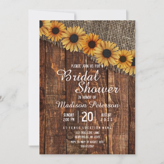 Rustikales Holz & Burlap Bridal Dusche Einladung (Vorderseite)