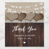 Rustikales Holz Burlap Lace Hochzeit Wein Flaschen Weinetikett (Einzelnes Label)