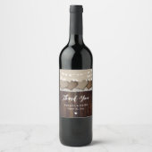 Rustikales Holz Burlap Lace Hochzeit Wein Flaschen Weinetikett (Vorderseite)