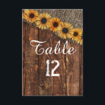 Rustikales Holz Burlap Sonnenblume Tischnummer Sit<br><div class="desc">Rustikales Holz & Burlap Sonnenblumen Country Bauernhof Chic Hochzeit Tischnummern. Karo meinen Shop,  um die gesamte Hochzeitssuite für dieses Design zu sehen!</div>