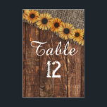 Rustikales Holz Burlap Sonnenblume Tischnummer Sit<br><div class="desc">Rustikales Holz & Burlap Sonnenblumen Country Bauernhof Chic Hochzeit Tischnummern. Karo meinen Shop,  um die gesamte Hochzeitssuite für dieses Design zu sehen!</div>