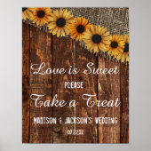 Rustikales Holz & Burlap Sonnenblumen Liebe ist Sw Poster (Vorne)