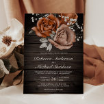 Rustikales Holz Burnt Orange Rose Terracotta Weddi Einladung<br><div class="desc">Erleben Sie Ihren Aufenthalt mit dieser eleganten Hochzeitsfeier und der schönen orangefarbenen Rose mit moderner Typografie. Fügen Sie einfach Ihre Veranstaltungsdetails zu dieser einfach zu bedienenden Vorlage hinzu,  um sie zu einer einmaligen Einladung zu machen.</div>