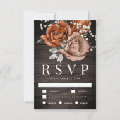 Rustikales Holz Burnt Orange Rose Terracotta Weddi RSVP Karte (Vorderseite)