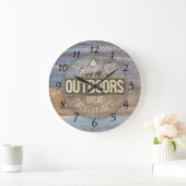 Rustikales Holz Camping Wohngestaltung Wall Clock Große Wanduhr (Zuhause)