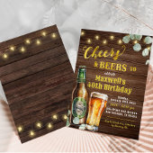 Rustikales Holz Cheers & Bers Erwachsener Geburtst Einladung