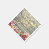 Rustikales Holz-Chic Blumenstrauß-Lampen Kinderdus Serviette (Ecke)