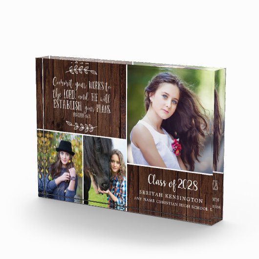 Rustikales Holz Christliche Abschluss Bibel Verse Fotoblock (Rechts)