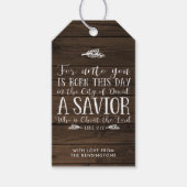 Rustikales Holz Christliche Weihnachtstypografie U Geschenkanhänger (Vorderseite)