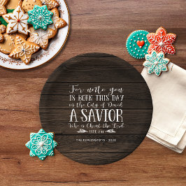 Rustikales Holz Christliche Weihnachtsverse Typogr Pappteller