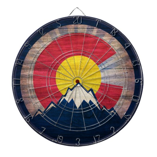 Rustikales Holz Colorado Fahnengebirge Dart Board Dartscheibe (vorne)