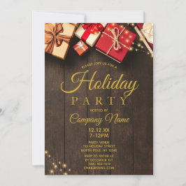 Rustikales Holz Corporate Gold Weihnachtsfest Part Einladung