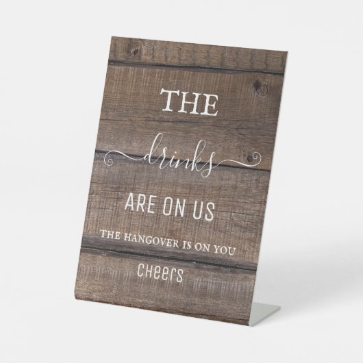 Rustikales Holz Country Hangover Drinks Open Bar S Sockelschild (Vorderseite)