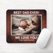 Rustikales Holz Custom Foto Bester Vater je Mousepad (Mit Mouse)