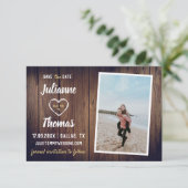 Rustikales Holz Custom Foto Elegante Hochzeit Save The Date (Stehend Vorderseite)