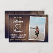 Rustikales Holz Custom Foto Elegante Hochzeit Save The Date (Vorne/Hinten)